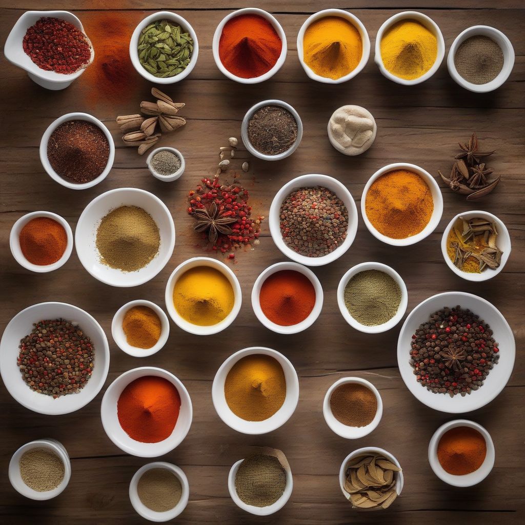 A Variety of Spices in Bowls