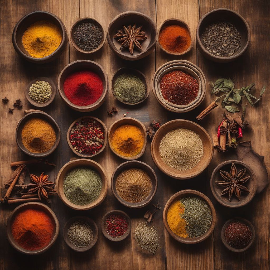 Asian Spices in Bowls