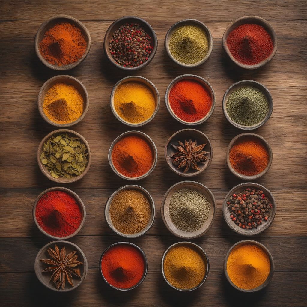 Colorful Spices in Bowls