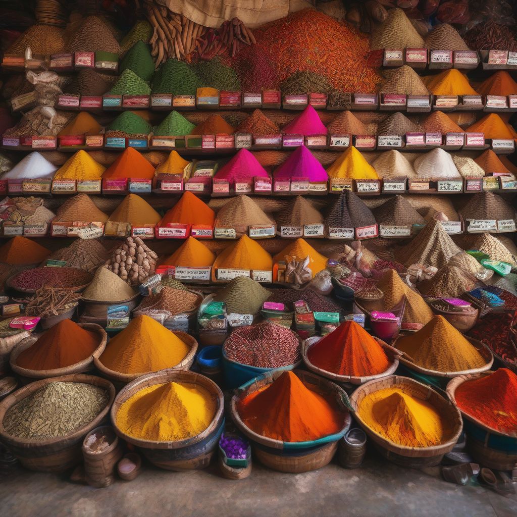 Bustling Southeast Asian Spice Market